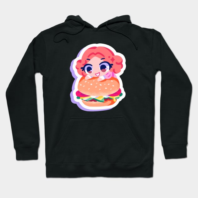 Haru Okumura burger Hoodie by OkiComa